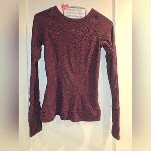 Women's Burgundy Long Sleeve Layering Top Lululemon, Great Shape